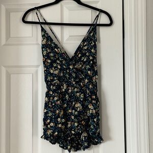 Timing Floral Jumpsuit in Blue and Yellow